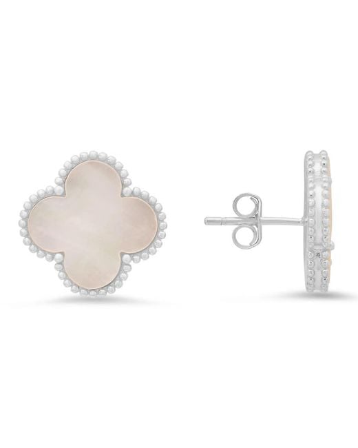 Kylie Harper White Sterling Mother Of Pearl Clover Earrings