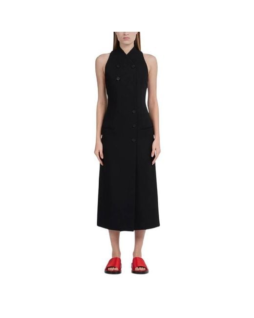 Ferragamo Black Double-Breasted Sleeveless Dress, Brand Size 40 Us