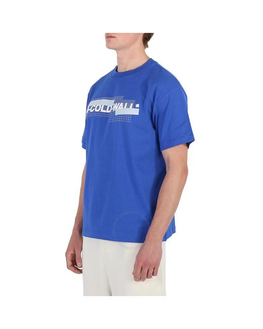 A_COLD_WALL* Blue Grid Logo-print Cotton T-shirt for men