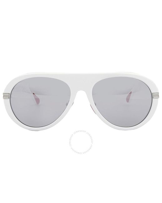 Moncler Gray Navigaze Smoke Mirror Pilot Sunglasses Ml0240 21c 57 for men