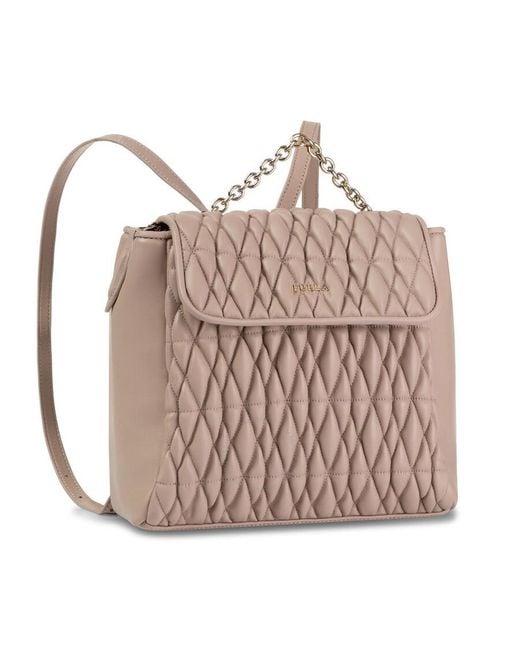Furla Pink Ladies Pin Cometa S Leather Backpack