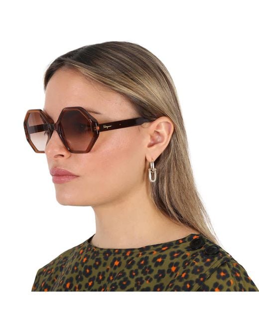 Ferragamo Black Grey Gradient Geometric Sunglasses Sf1070s 210 55