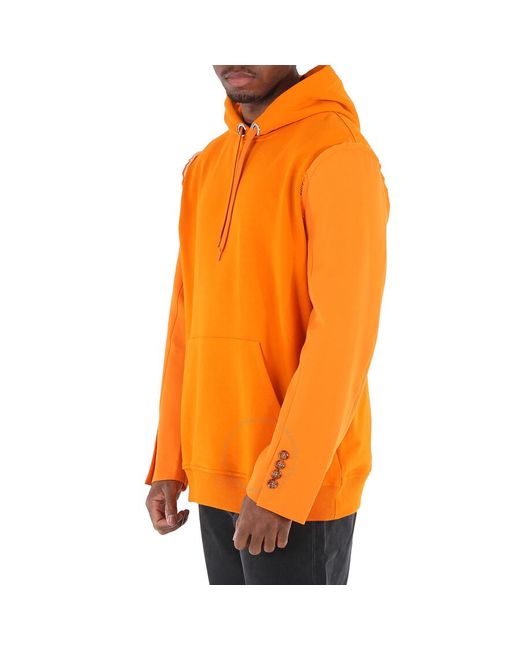 Burberry Orange Deep Reconstructed Panelled Hoodie for men
