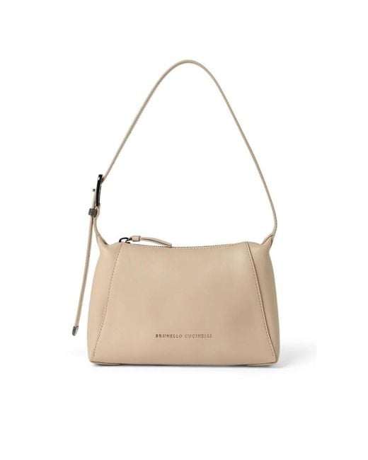 Brunello Cucinelli Natural Sabbia Leather Shoulder Bag