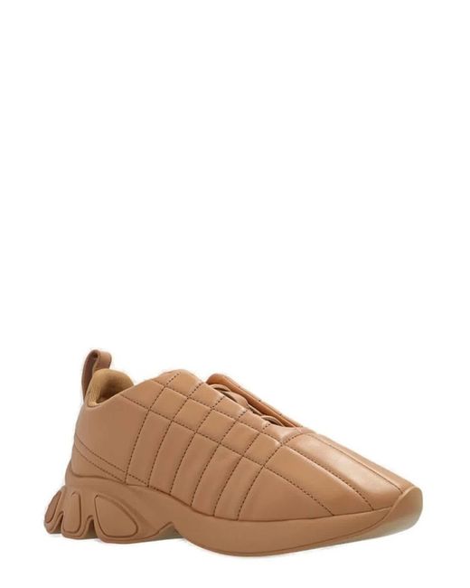 Burberry Brown Classic Quilted Leather Sneakers