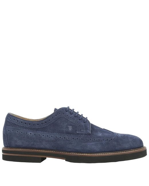 Tod's Blue Galaxy Suede Brogue Lace-up Shoes for men