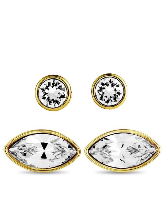 Swarovski Metallic Harley-Plated And Crystal Pierced Earrings Set