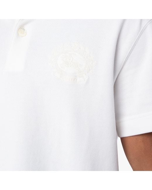 Burberry White Ekd Pique Weave Cotton Polo Shirt for men