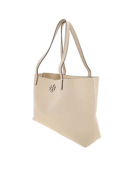 Tory Burch Natural Small Mcgraw Leather Tote Bag