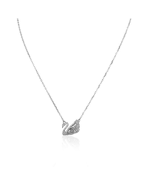 Swarovski Metallic Dancing Swan Necklace, Rhodium Plated