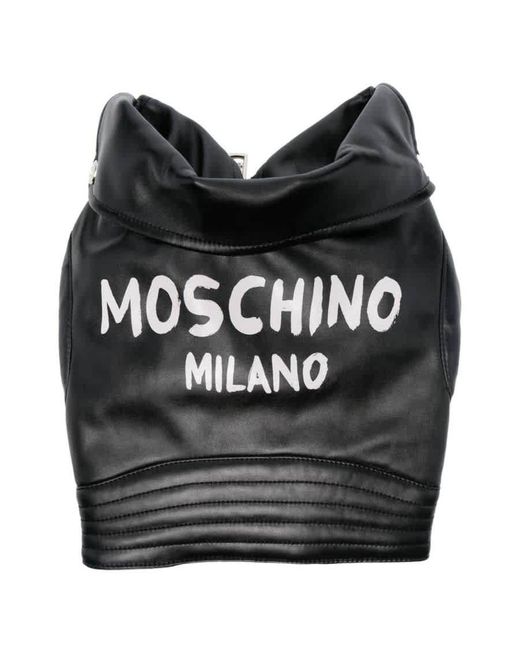Moschino Black Pet Capsule Biker Style Logo Jacket