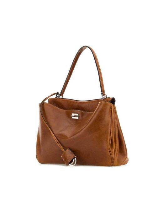 Balenciaga Brown Caramel Leather Medium Rodeo Handbag Tan Cowboy T Domesticated Lamb Le Borse A Mano
