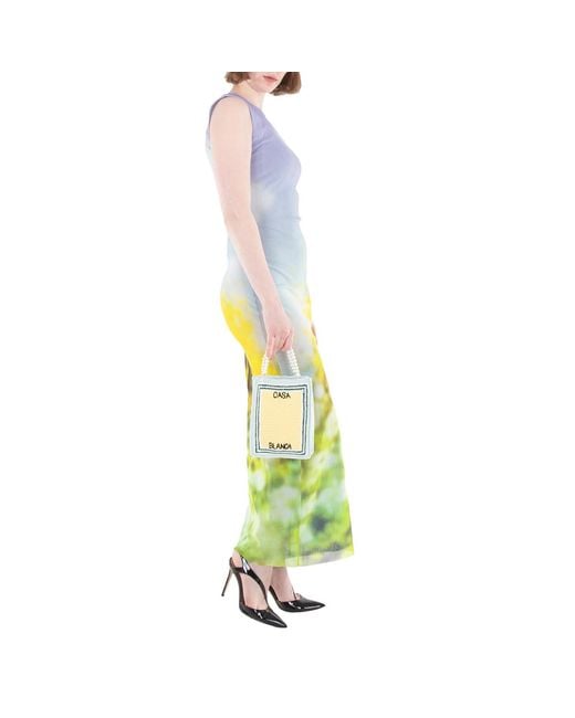 Casablanca Metallic Crochet Tote Bag With Embroidered Logo