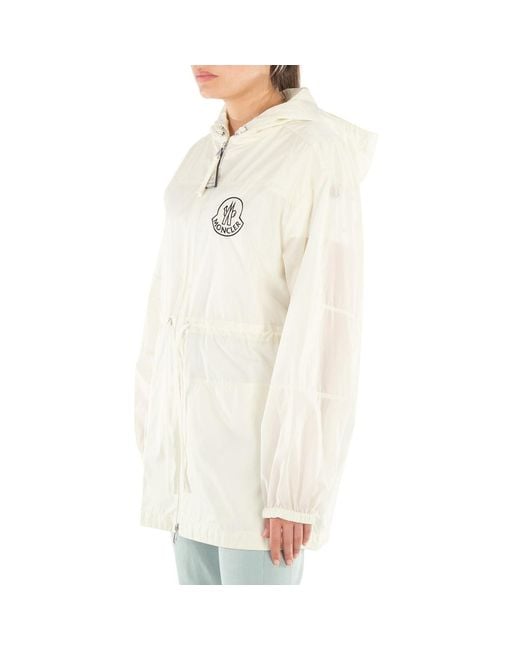 Moncler White Adjustable Hood Raincoat, Brand Size 1 (Small)