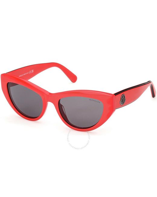 Moncler Red Modd Smoke Cat Eye Sunglasses Ml0258 66a 53