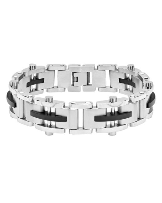 Robert Alton Metallic Stainless Steel & Dash Link Bracelet for men