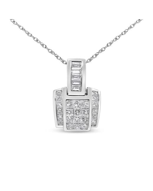 Haus of Brilliance White 14K 2 1/5 Cttw Princess Cut Composite Diamond Pendant With Diamond Bale Pendant (H-I Color,Si1-Si2 Clarity)