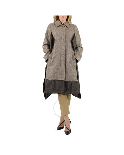 Burberry Gray Scarf Detail Wool Mohair Tweed Car Coat