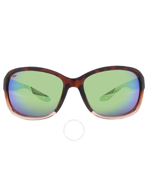 Costa Del Mar Green Seadrift Gren Mirror Polarized Polycarbonate Rectangular Sunglasses 6s9114 911405 58