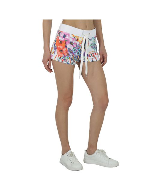 Moschino Blue Floral Print Double Question Mark Shorts