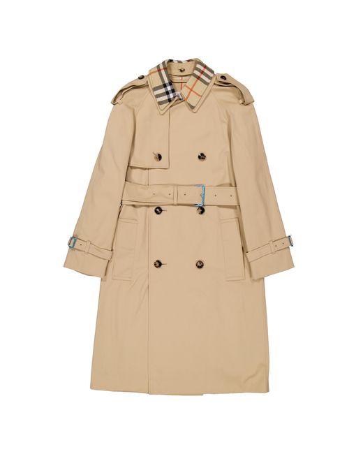Burberry Natural Long Gabardine Belted Trench Coat, Brand Size 10 Us