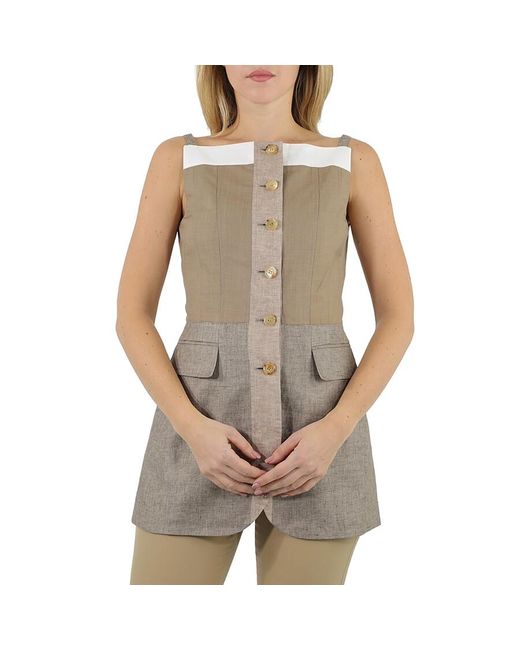 Burberry Gray Wool Cashmere And Linen Waistcoat