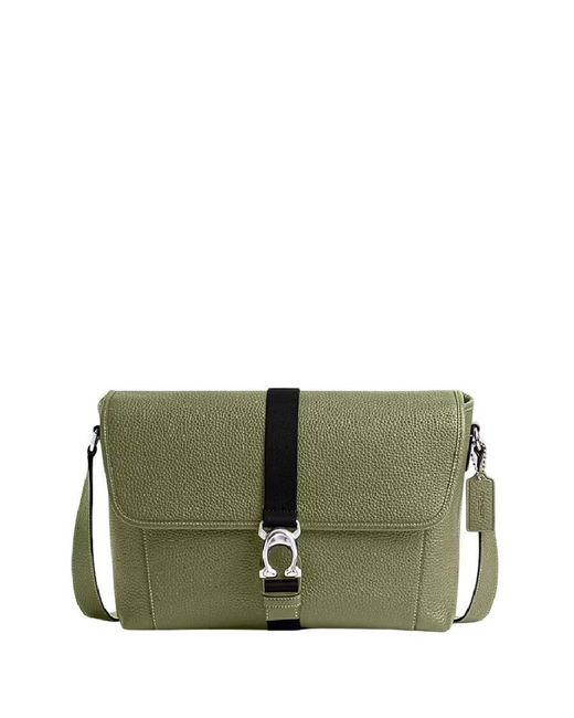 COACH Green Adjustable Strap Messenger Bag for men
