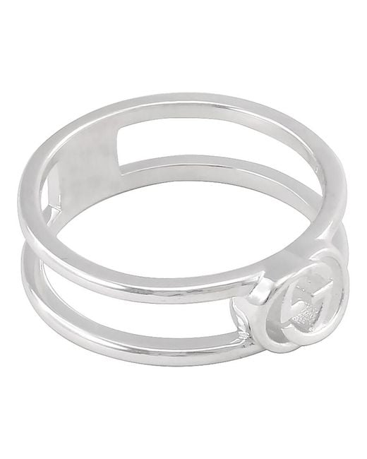 Gucci Metallic Ladies Sterling Interlocking G 6Mm Ring