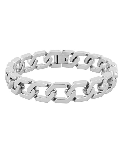 Robert Alton Metallic Stainless Steel Hexagon Link Bracelet for men