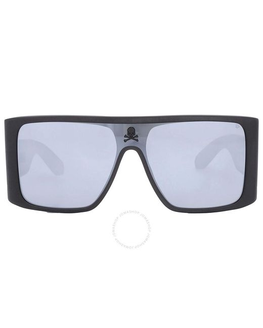 Philipp Plein Black Silver Mirror Shield Sunglasses Spp014m 703x 99 for men