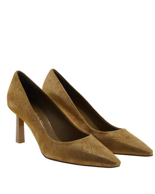 Ferragamo Metallic Ferragamo Justina 70 Pointed-Toe Pumps, Size 7 C