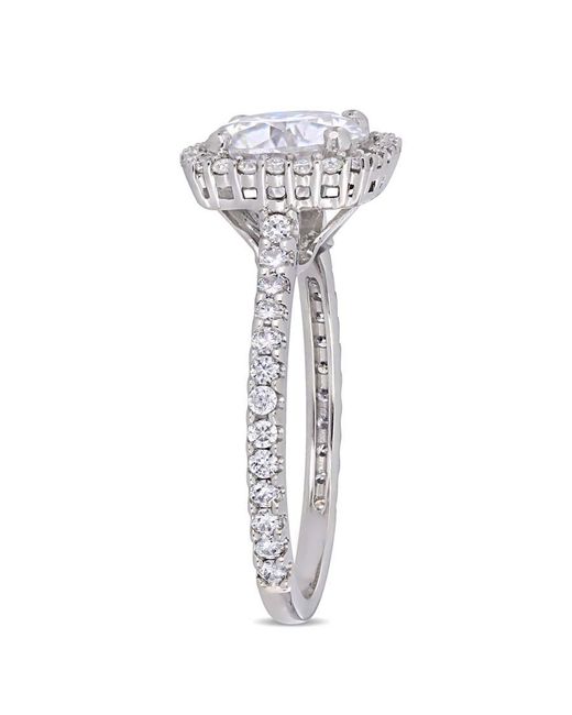 Amour Metallic 2 1/2 Ct Dew Moissanite Halo Engagement Ring