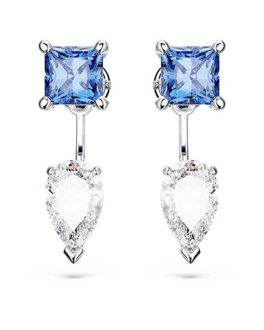 Swarovski Blue Mesmera Mixed Cuts Earring Jackets for men