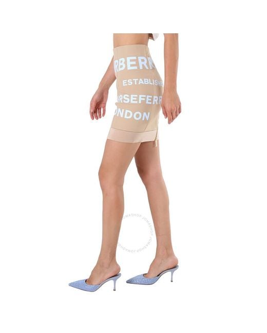 Burberry Natural Soft Fawn Kylie Horse Ferry Logo Skirt