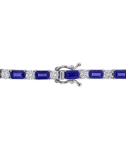 Created Forever Blue 6 1/3 Ct Tgw Baguette Created Sapphire And 2 1/3 Ct Tw Lab Grown Diamond Tennis Bracelet for men