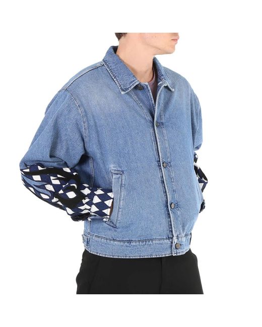 Roberto Cavalli Blue Embroidered Denim Jacket for men