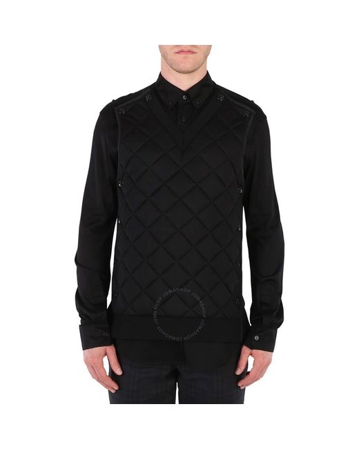Burberry Black Detachable Quilted Panel Formal Shirt for men