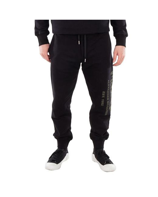 Alexander McQueen Black Graffiti Cotton Joggers for men