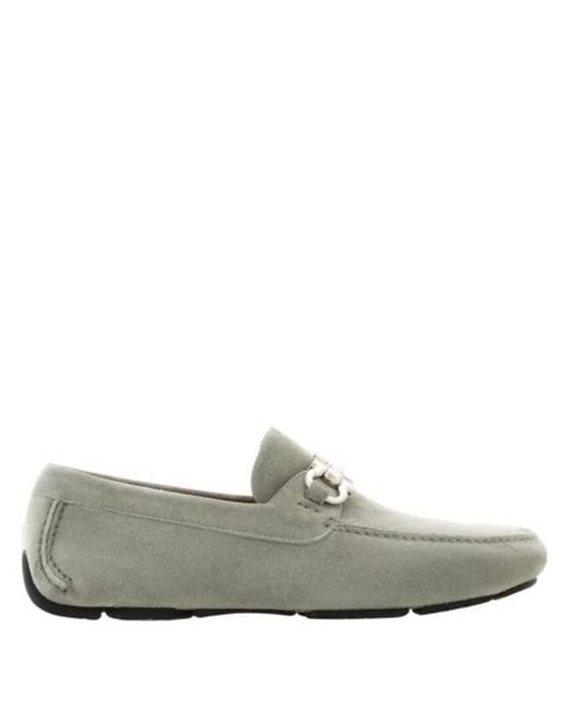Ferragamo Suede Driver With Gancini Ornament in Gray for Men  display picture 1