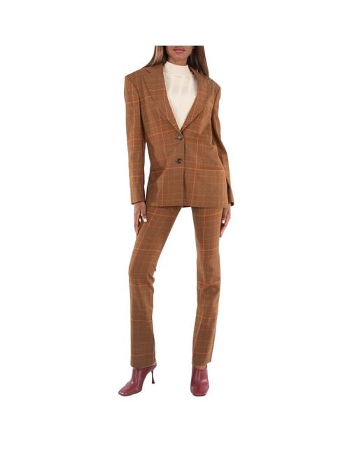 Stella McCartney Brown Ladies Checked Single-Breasted Blazer