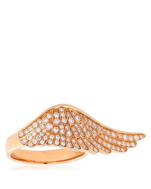 Garrard Pink 18K Rose Diamond Wings Reflection Ring
