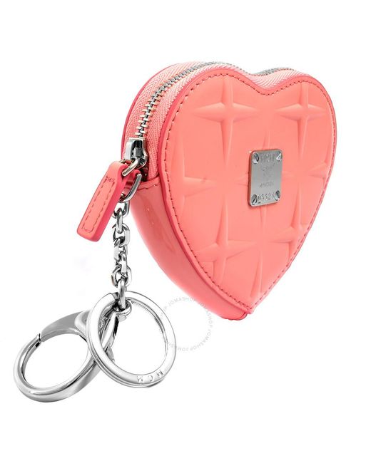 MCM Pink Heart Coin Pouch Charm Wallet