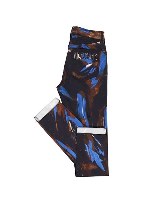 Moschino Blue Painted Logo Jersey Trousers for men