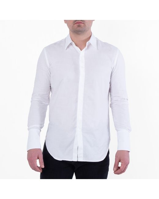Ferragamo White Ferragamo Logo Jacquard Long-Sleeved Sport Shirt for men