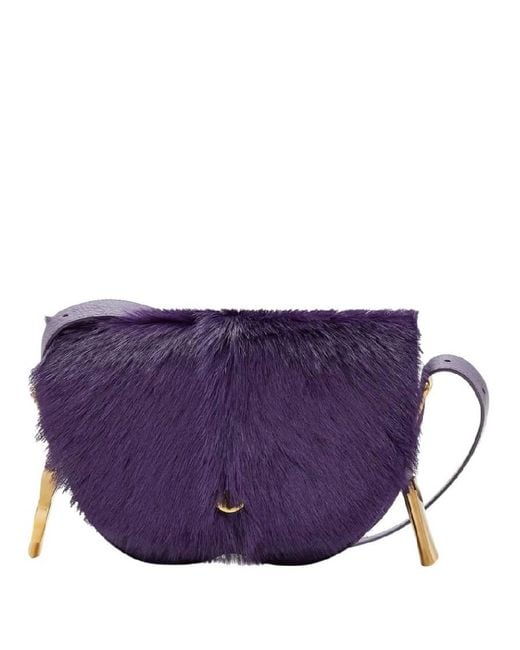 Burberry Purple Small Calf Hair Chess Satchel Bag