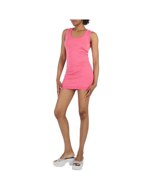Moschino Pink Logo Sleeveless Dress