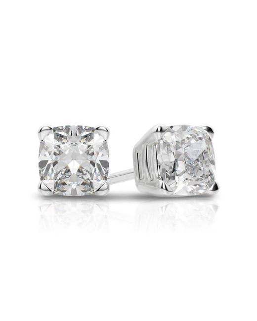 Tresorra Metallic 14K Cushion Cut Earth Mined Diamond Stud Earrings