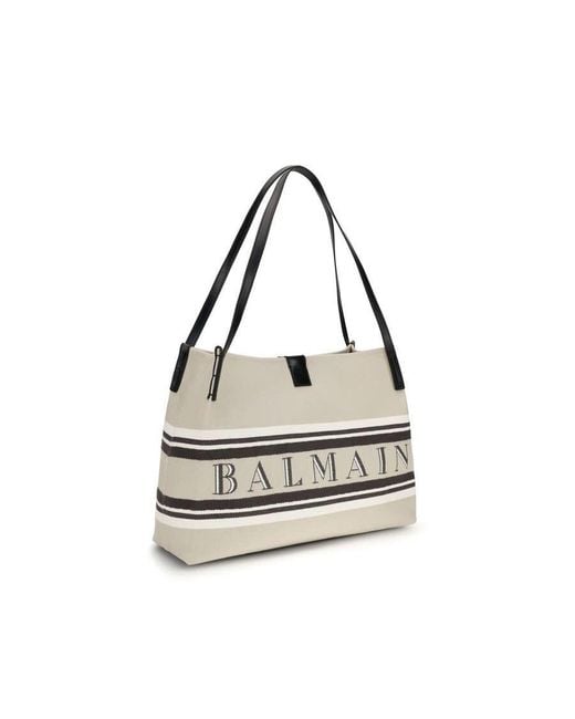 Balmain White Release Shoulder Bag