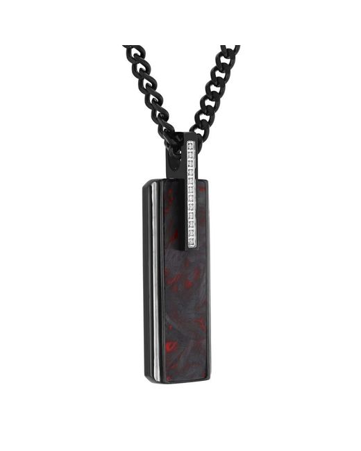 Robert Alton Black 1/10Ctw Diamond Stainless Steel With Finish & Forged Carbon Fiber Pendant for men