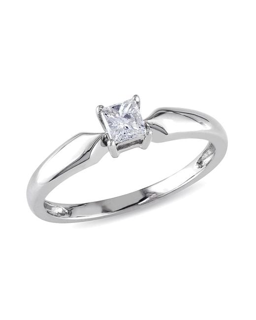 Amour Metallic 1/4 Ct Tw Princess Cut Diamond Solitaire Engagement Ring